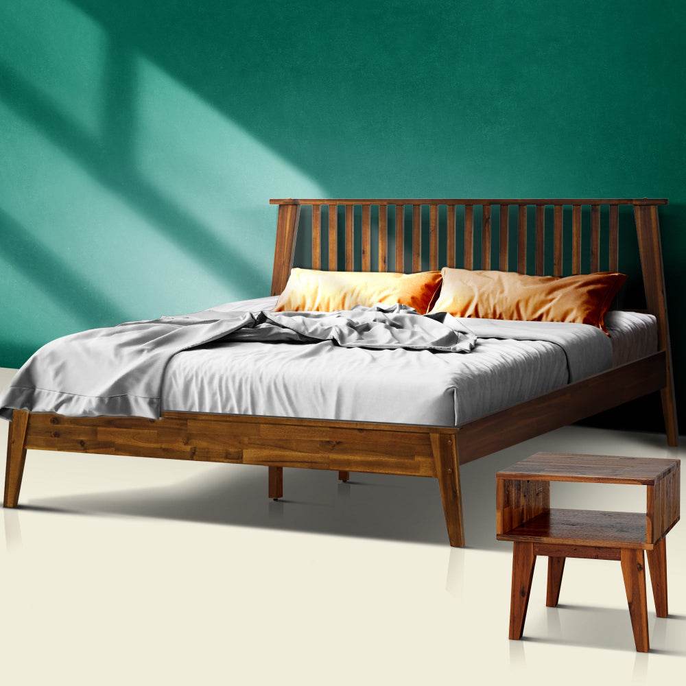 Kaylin Solid Wood Bed Frame & Nightstand Bedroom Set - www.Shopthatapp.com