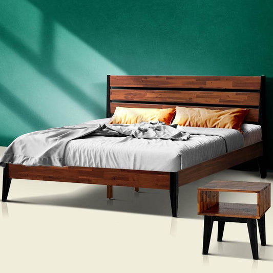 Emery Solid Wood Bed Frame & Nightstand Bedroom Set - www.Shopthatapp.com
