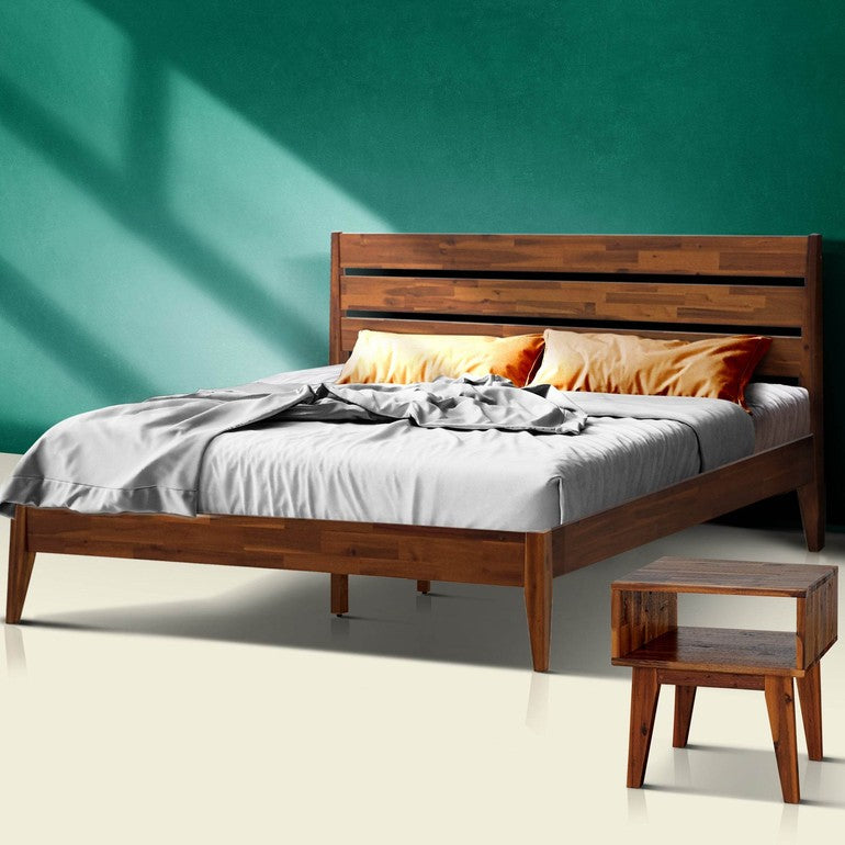 Emery Solid Wood Bed Frame & Nightstand Bedroom Set - www.Shopthatapp.com