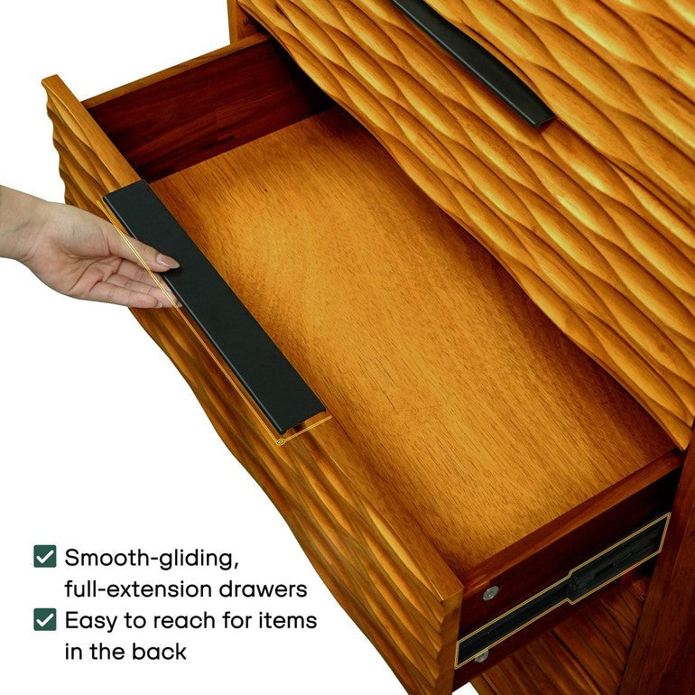 Elara Solid Wood 5-Drawer Dresser - www.Shopthatapp.com