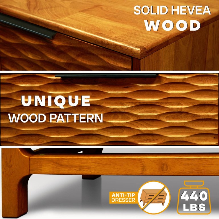 Elara Solid Wood 5-Drawer Dresser - www.Shopthatapp.com