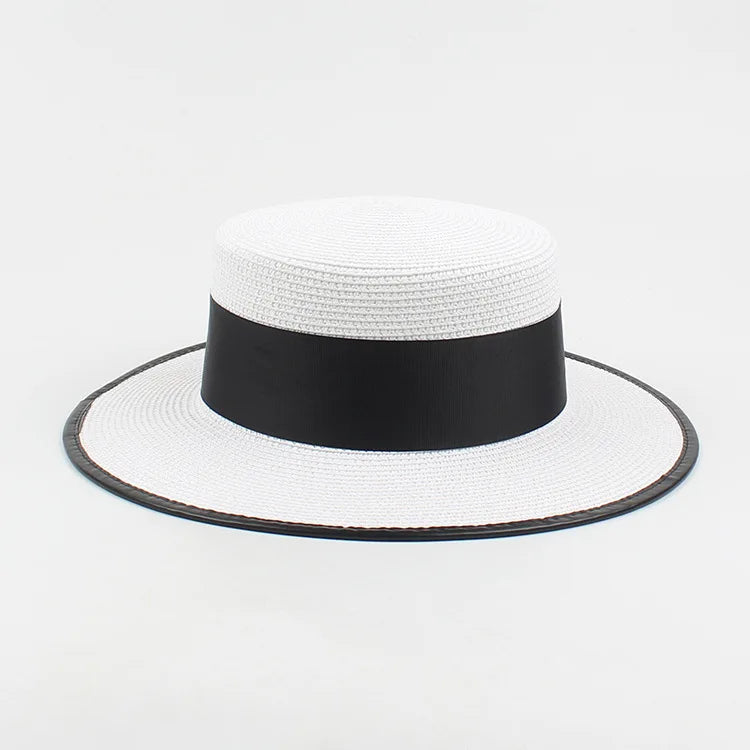 Panama Fashion Ladies Elegant Raffia Straw Hat Rhinestone Letters Vacation Travel High Quality Ladies Summer Topper Banquet Hat - www.Shopthatapp.com
