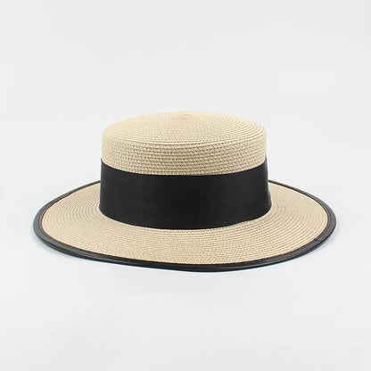 Panama Fashion Ladies Elegant Raffia Straw Hat Rhinestone Letters Vacation Travel High Quality Ladies Summer Topper Banquet Hat - www.Shopthatapp.com