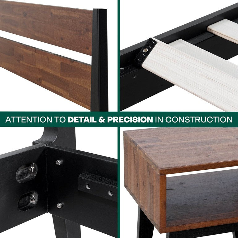 Callisto Solid Wood  Bed Frame and Nightstand Bedroom Set - www.Shopthatapp.com