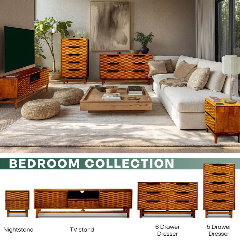Elara Solid Wood 5-Drawer Dresser - www.Shopthatapp.com