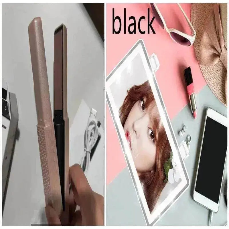 Hair Straightener Cordless Usb Hair Straightener Mini Ceramics Hair Curler 3 Constant Temperature Portable Flat Iron For Travel - www.Shopthatapp.com
