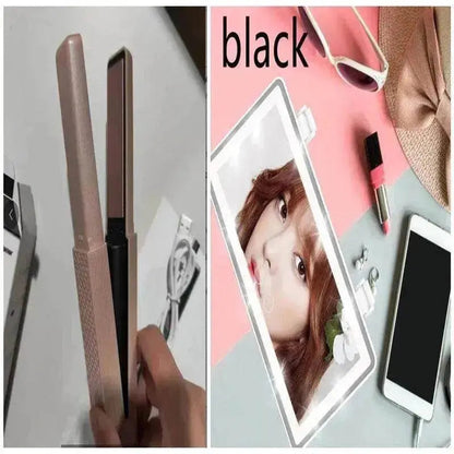 Hair Straightener Cordless Usb Hair Straightener Mini Ceramics Hair Curler 3 Constant Temperature Portable Flat Iron For Travel - www.Shopthatapp.com