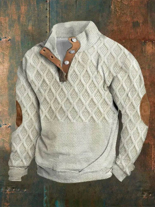 Half Button Up Sweater – Loose Fit Polyester Pullover for All Sizes - www.Shopthatapp.com #