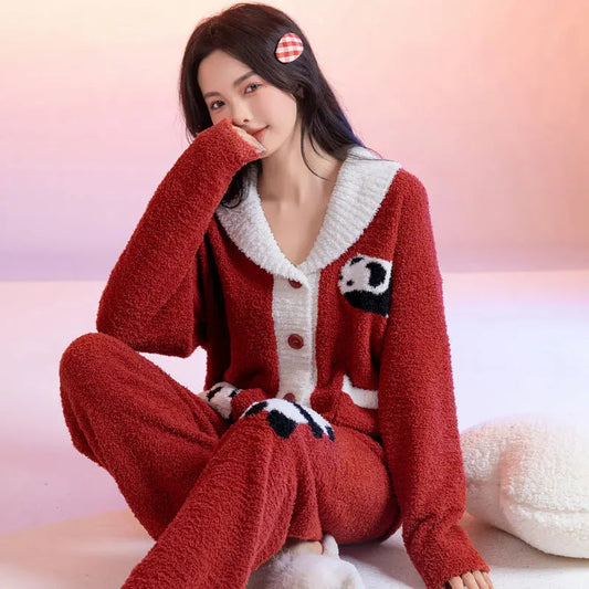 Half Velvet Pajamas For Women Autumn And Winter Soft Cardigan Suit - www.Shopthatapp.com #