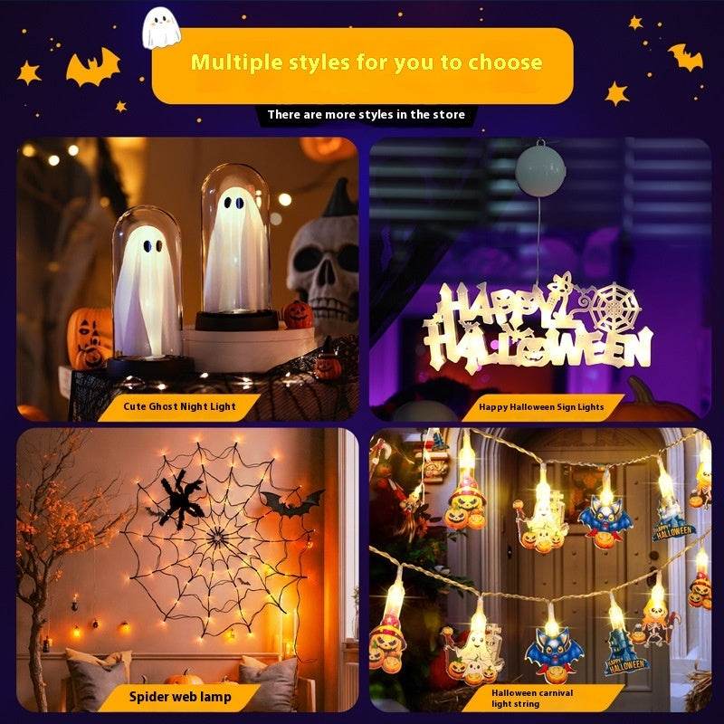 Halloween Atmosphere Decoration Desktop Ghost Small Night Lamp Ornaments - www.Shopthatapp.com #