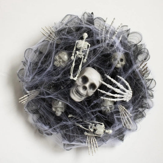Halloween Black Mesh Skull Garland Party Layout Props - www.Shopthatapp.com