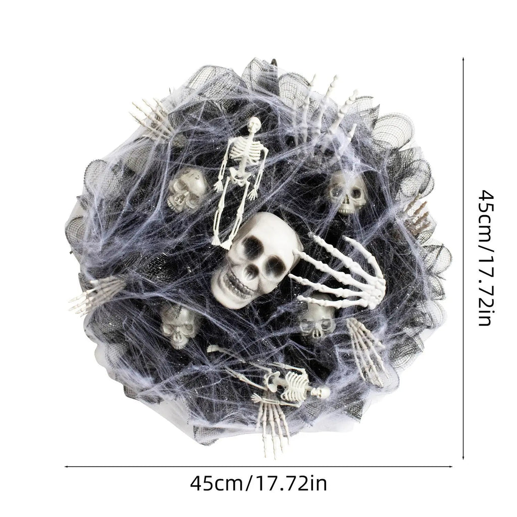 Halloween Black Mesh Skull Garland Party Layout Props - www.Shopthatapp.com