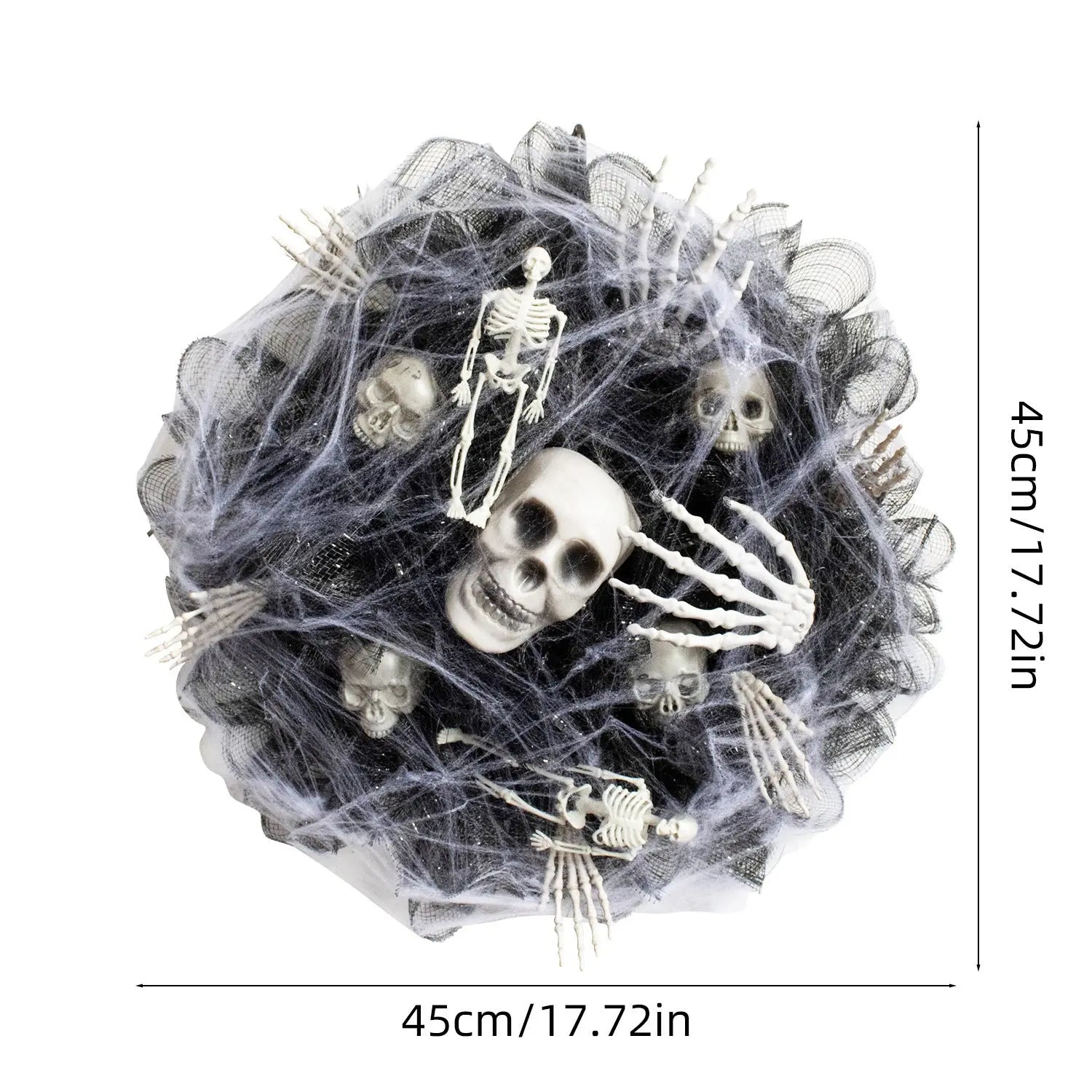 Halloween Black Mesh Skull Garland Party Layout Props - www.Shopthatapp.com