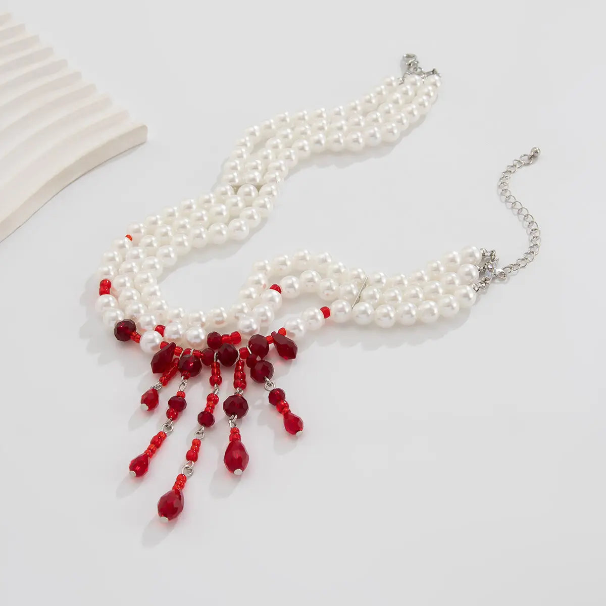 Halloween Blood Drop Tassel Pearl Crystal Necklace - www.Shopthatapp.com
