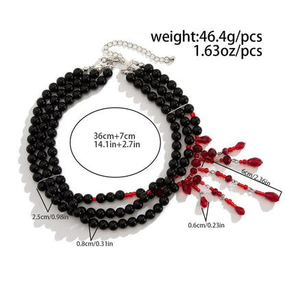 Halloween Blood Drop Tassel Pearl Crystal Necklace - www.Shopthatapp.com #
