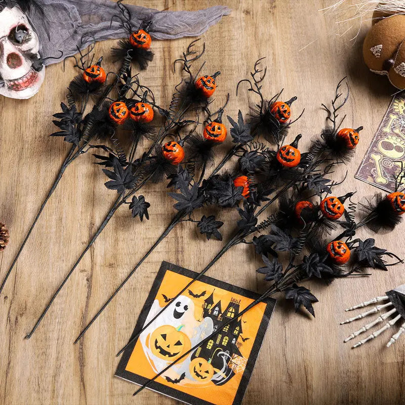 Halloween Decorations Black Horror Pumpkin Twig Cutting Bouquet - www.Shopthatapp.com