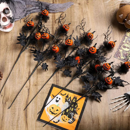Halloween Decorations Black Horror Pumpkin Twig Cutting Bouquet - www.Shopthatapp.com #