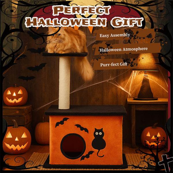 Halloween Inspired Cat Tree Tower Cat Tree For Indoor  With Spacious Cat Condo - www.Shopthatapp.com #