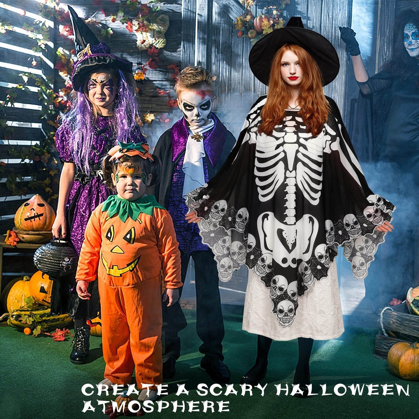 Halloween Lace Poncho Plus Size Halloween Skeleton Cape Day Of The Dead Costumes For Women 59 Inches X 59 Inches -Selling On Amazon Is Prohibited - www.Shopthatapp.com #