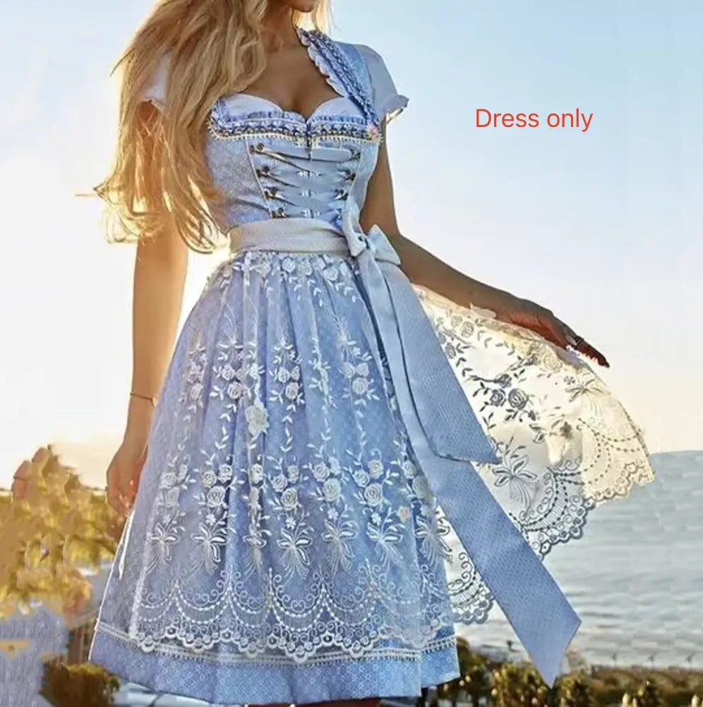 Halloween Munich Beer Long Short-sleeved Printed Lace-up Dress - www.Shopthatapp.com