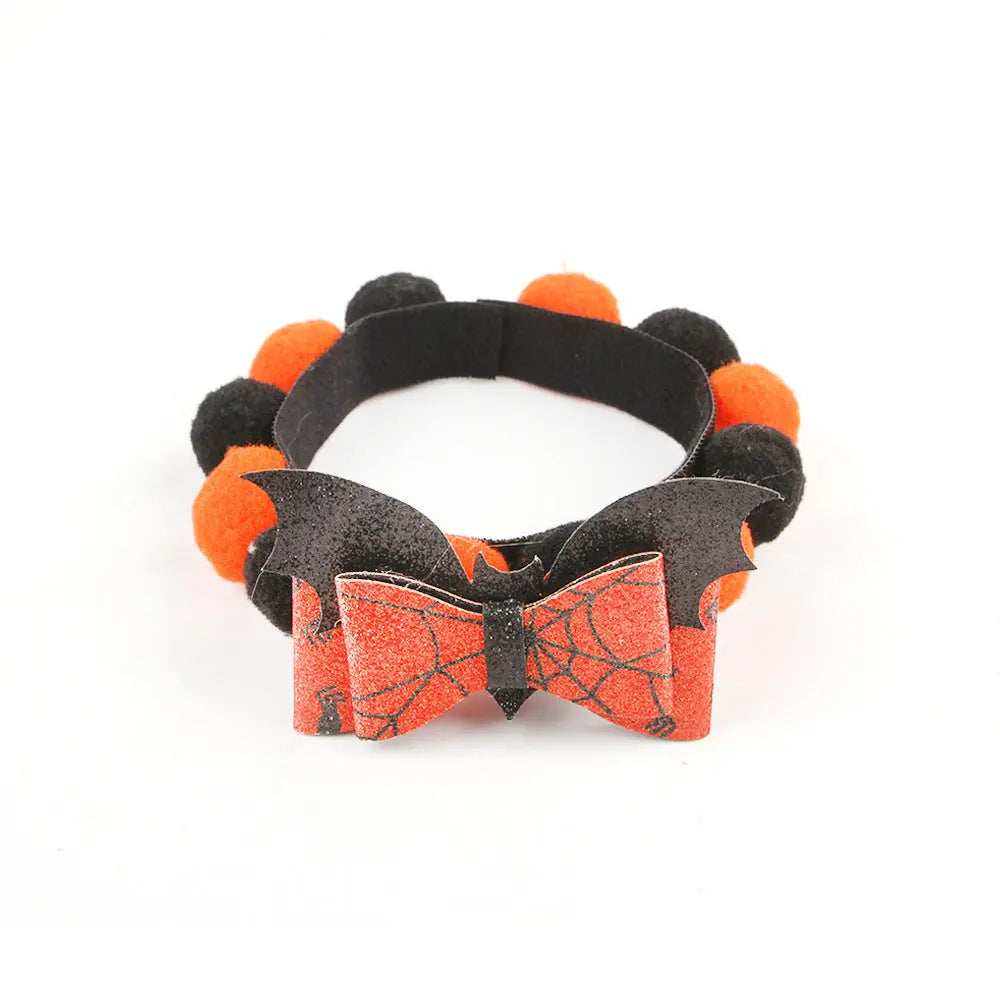 Halloween Pet Fur Ball Collar Pumpkin Accessories - www.Shopthatapp.com