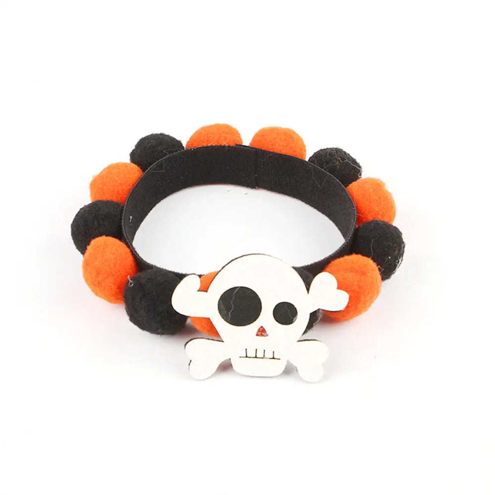 Halloween Pet Fur Ball Collar Pumpkin Accessories - www.Shopthatapp.com