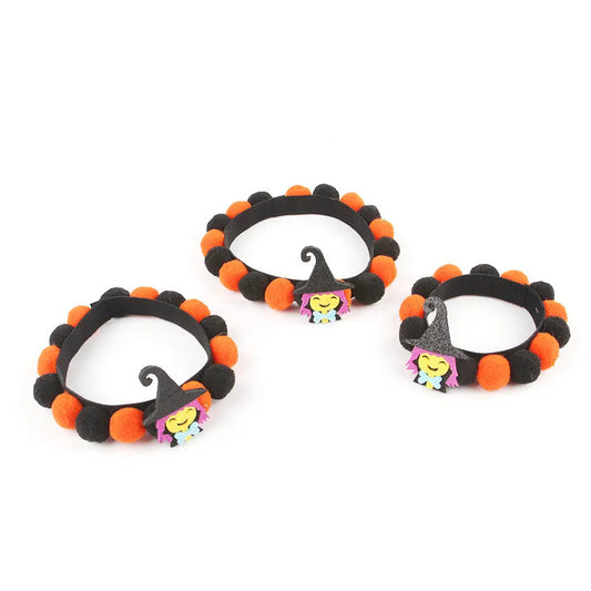 Halloween Pet Fur Ball Collar Pumpkin Accessories - www.Shopthatapp.com #