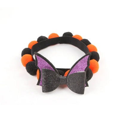 Halloween Pet Fur Ball Collar Pumpkin Accessories - www.Shopthatapp.com #