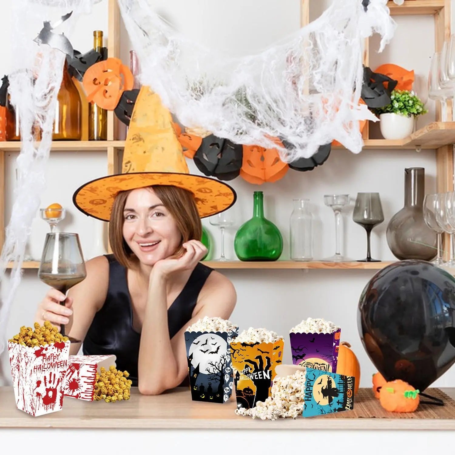 Halloween Popcorn Boxes In 3 Designs. Halloween Party Supplies In 3 Styles, 4 Of Each Style, 12 In Total - www.Shopthatapp.com