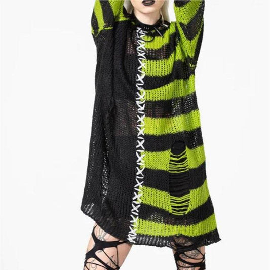 Halloween Ripped Long Sweater Women's Fashion Loose Sweater - www.Shopthatapp.com #