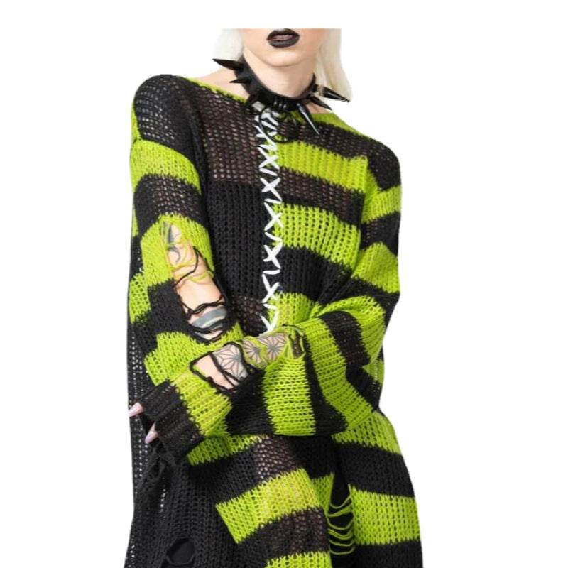 Halloween Ripped Long Sweater Women's Fashion Loose Sweater - www.Shopthatapp.com #