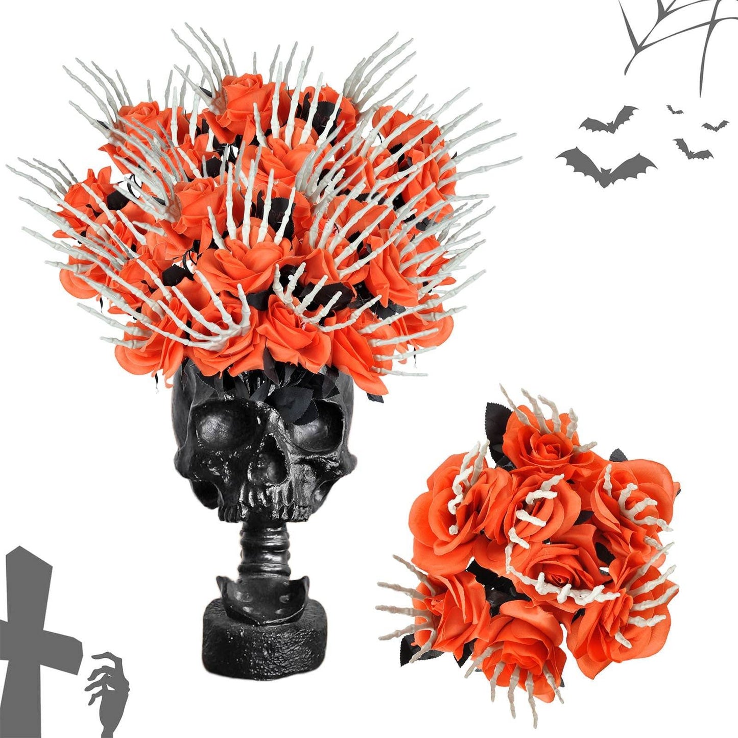 Halloween Skull Hand Rose Horror Decoration Ornaments - www.Shopthatapp.com #