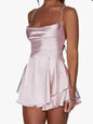 Halter Satin Summer Charming Backless Straps Temperament Elegant Celebrity Style Short Dress - www.Shopthatapp.com