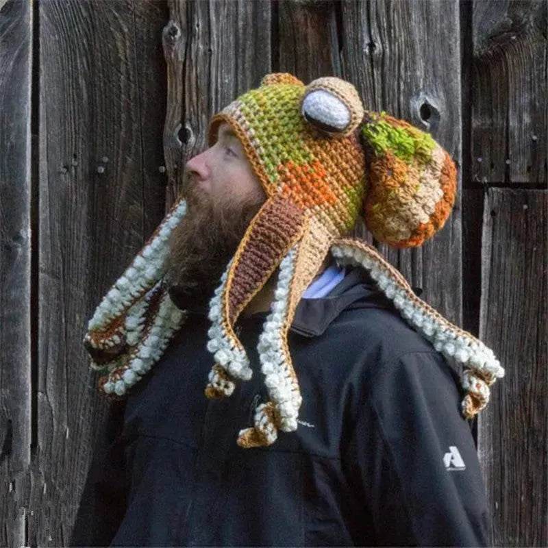 Handmade Knitted Crotchet Octopus Headgear for Men and Women - www.Shopthatapp.com #
