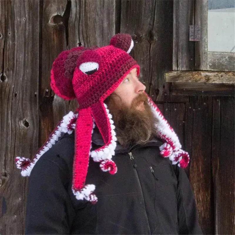 Handmade Knitted Crotchet Octopus Headgear for Men and Women - www.Shopthatapp.com #