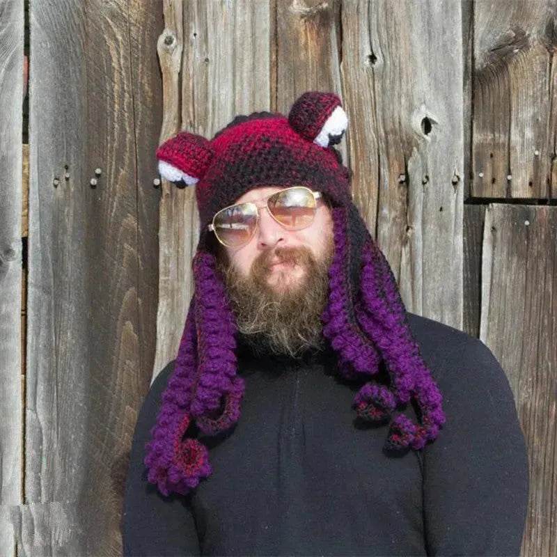 Handmade Knitted Crotchet Octopus Headgear for Men and Women - www.Shopthatapp.com #