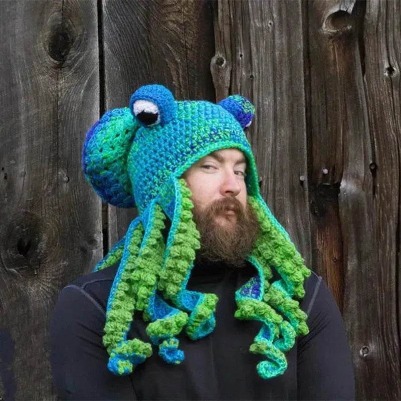 Handmade Knitted Crotchet Octopus Headgear for Men and Women - www.Shopthatapp.com #