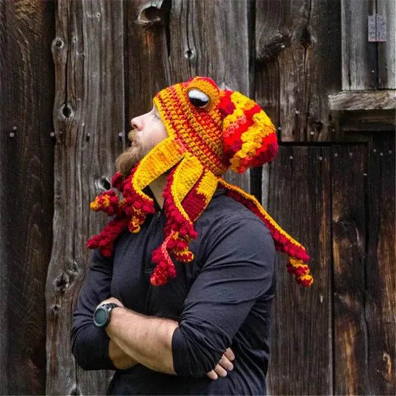 Handmade Knitted Crotchet Octopus Headgear for Men and Women - www.Shopthatapp.com #
