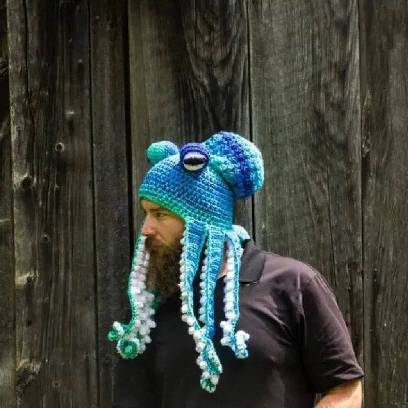 Handmade Knitted Crotchet Octopus Headgear for Men and Women - www.Shopthatapp.com #