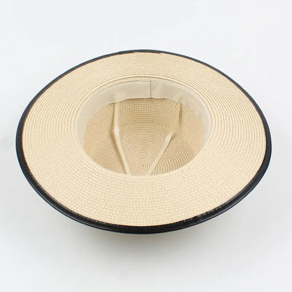 Panama Fashion Ladies Elegant Raffia Straw Hat Rhinestone Letters Vacation Travel High Quality Ladies Summer Topper Banquet Hat - www.Shopthatapp.com