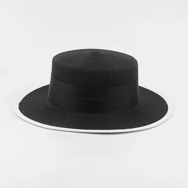 Panama Fashion Ladies Elegant Raffia Straw Hat Rhinestone Letters Vacation Travel High Quality Ladies Summer Topper Banquet Hat - www.Shopthatapp.com