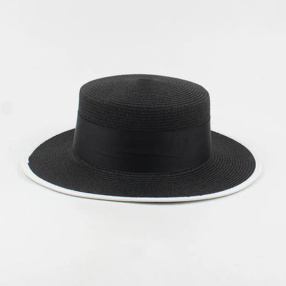 Panama Fashion Ladies Elegant Raffia Straw Hat Rhinestone Letters Vacation Travel High Quality Ladies Summer Topper Banquet Hat - www.Shopthatapp.com