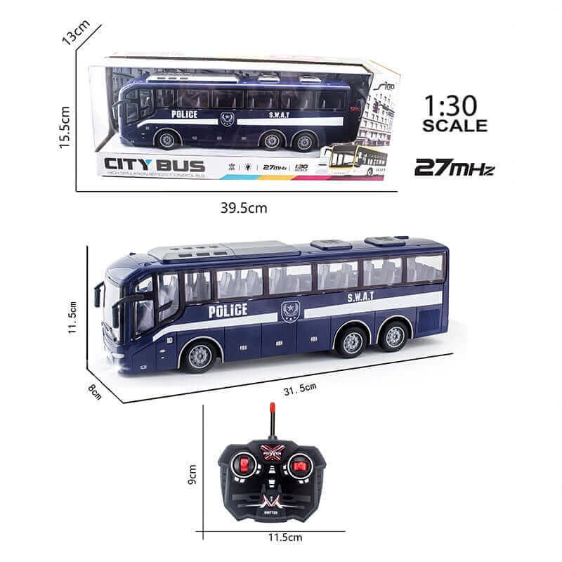 1/30 RC Bus with Lights - 27Mhz Electric Remote Control Car for Kids - www.Shopthatapp.com