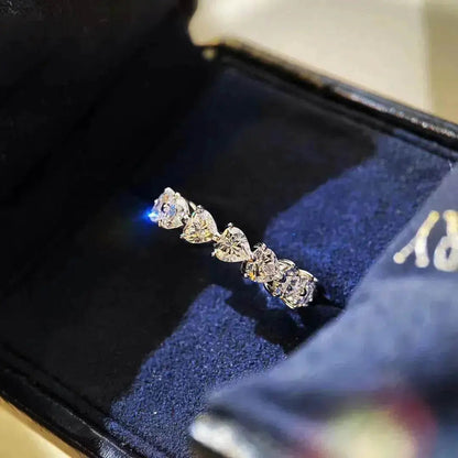 Heart-shaped Diamond Row Diamond Ring Fashion Love - www.Shopthatapp.com