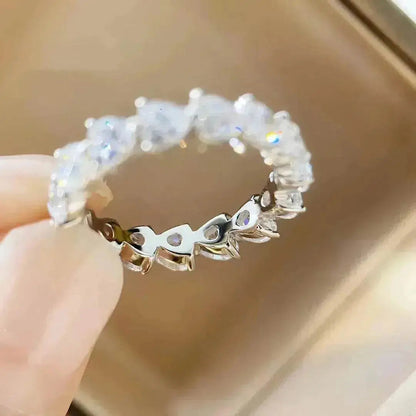 Heart-shaped Diamond Row Diamond Ring Fashion Love - www.Shopthatapp.com