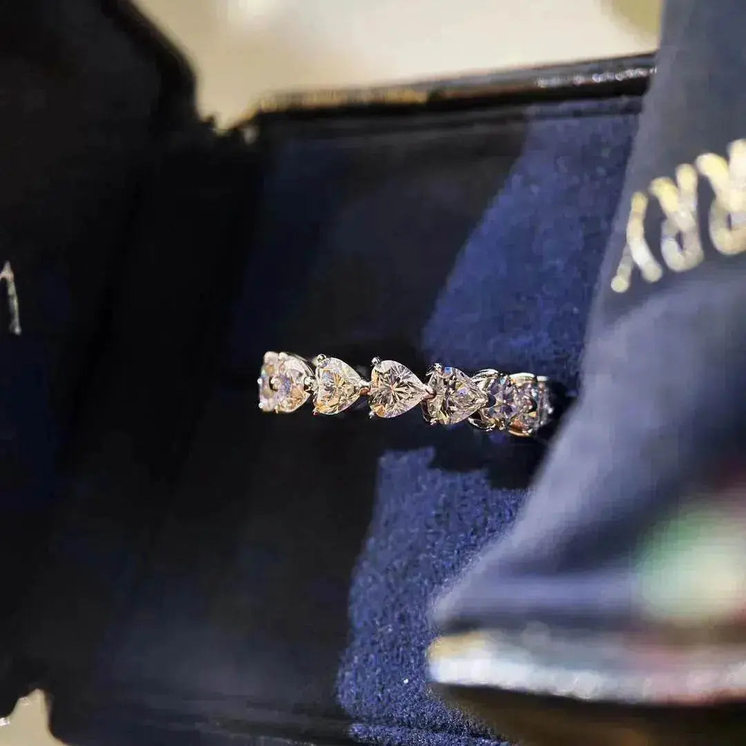 Heart-shaped Diamond Row Diamond Ring Fashion Love - www.Shopthatapp.com