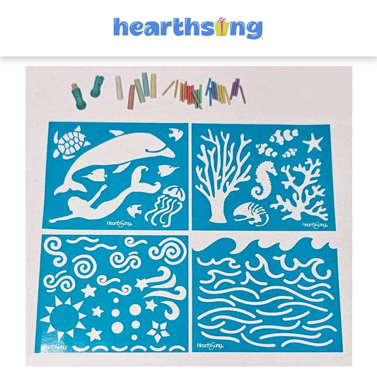 HearthSong's  ChalkScapes Under-the-Sea Sidewalk Stencils & Chalk-Arts and crafts-www.Shopthatapp.com-Snake Oil Guru
