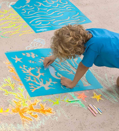 HearthSong's  ChalkScapes Under-the-Sea Sidewalk Stencils & Chalk - Www.Shopthatapp.com