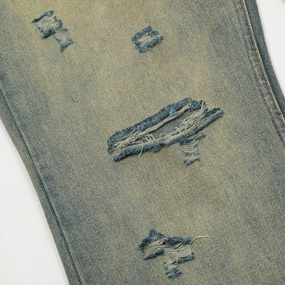 Heavy Industry Washing Hole Denim Trousers Men Jeans - www.Shopthatapp.com #