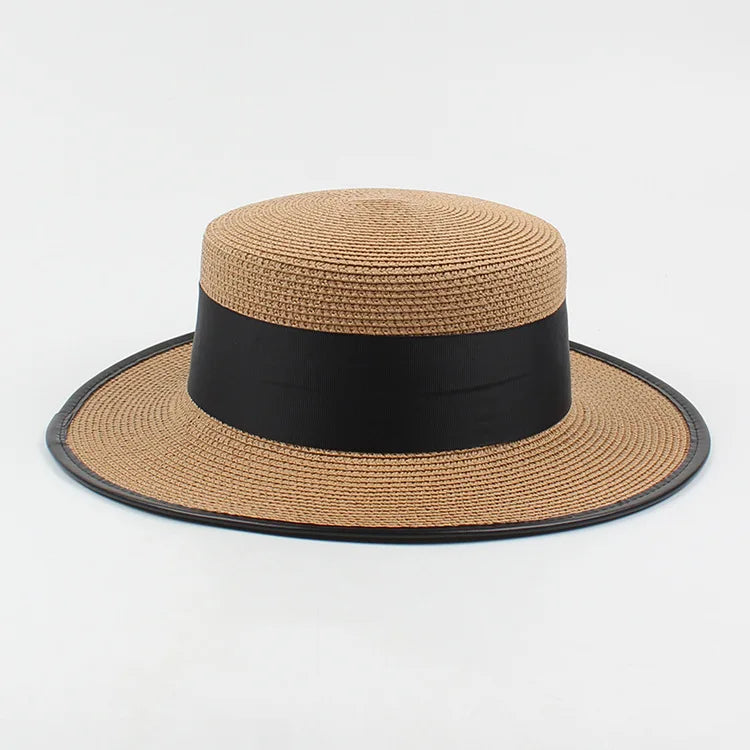 Panama Fashion Ladies Elegant Raffia Straw Hat Rhinestone Letters Vacation Travel High Quality Ladies Summer Topper Banquet Hat - www.Shopthatapp.com